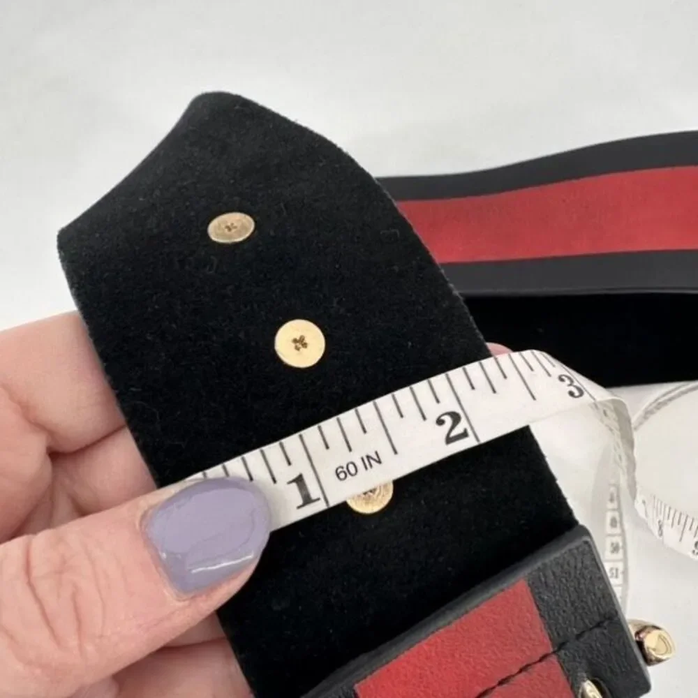 NWT B-Low The Belt Women's Genuine Leather Waist Belt Red Black Size‎ Medium